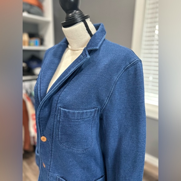 NWT J Crew Men's Knit Goods Indigo-Dyed French Terry Blazer Blue Size Small - Picture 3 of 10